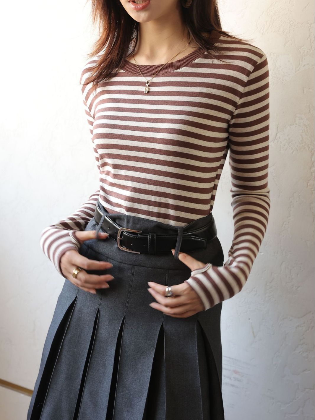 Tight Faded Striped Long Sleeve Shirt