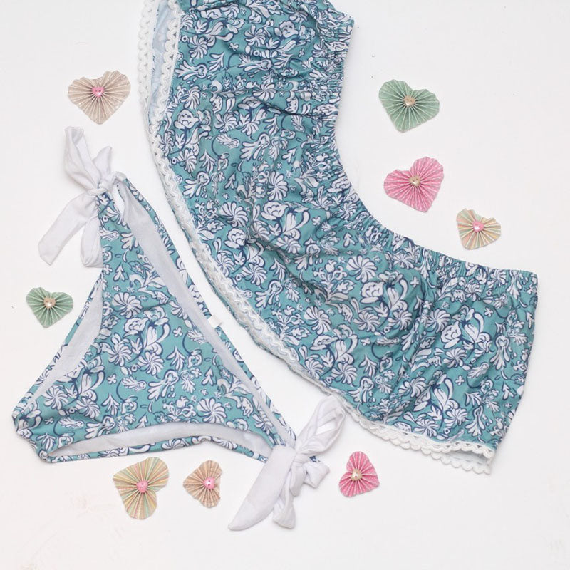 Floral Strapless Bikini Set