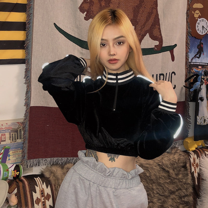 Reflective Long-Sleeve Crop Top