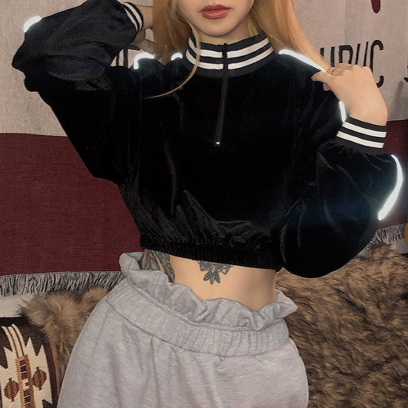 Reflective Long-Sleeve Crop Top