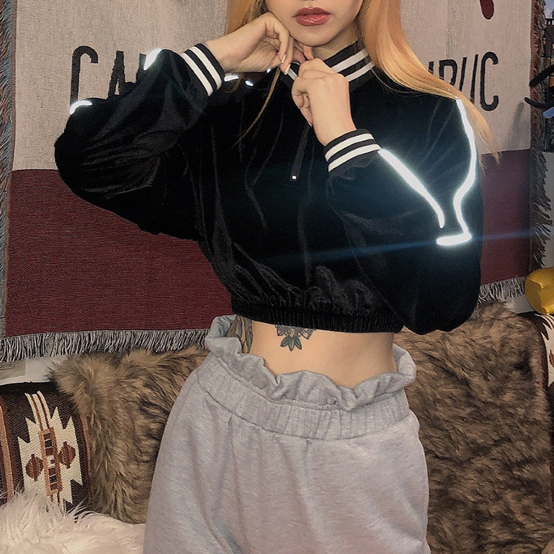 Reflective Long-Sleeve Crop Top