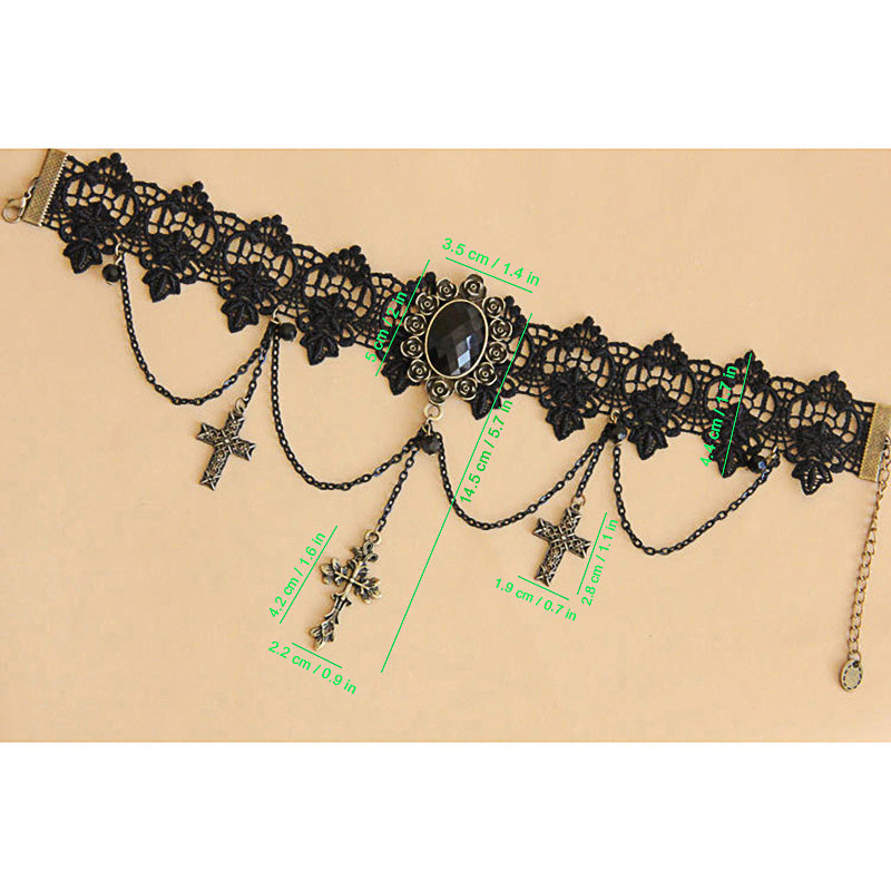 Gothic Lace Cross Choker