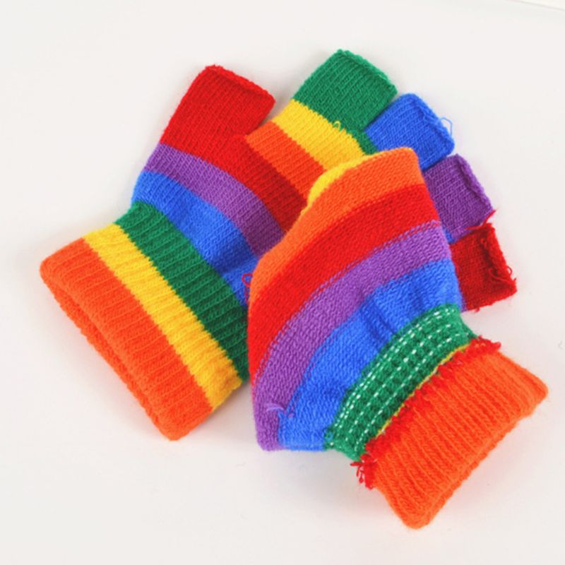 Rainbow Fingerless Gloves