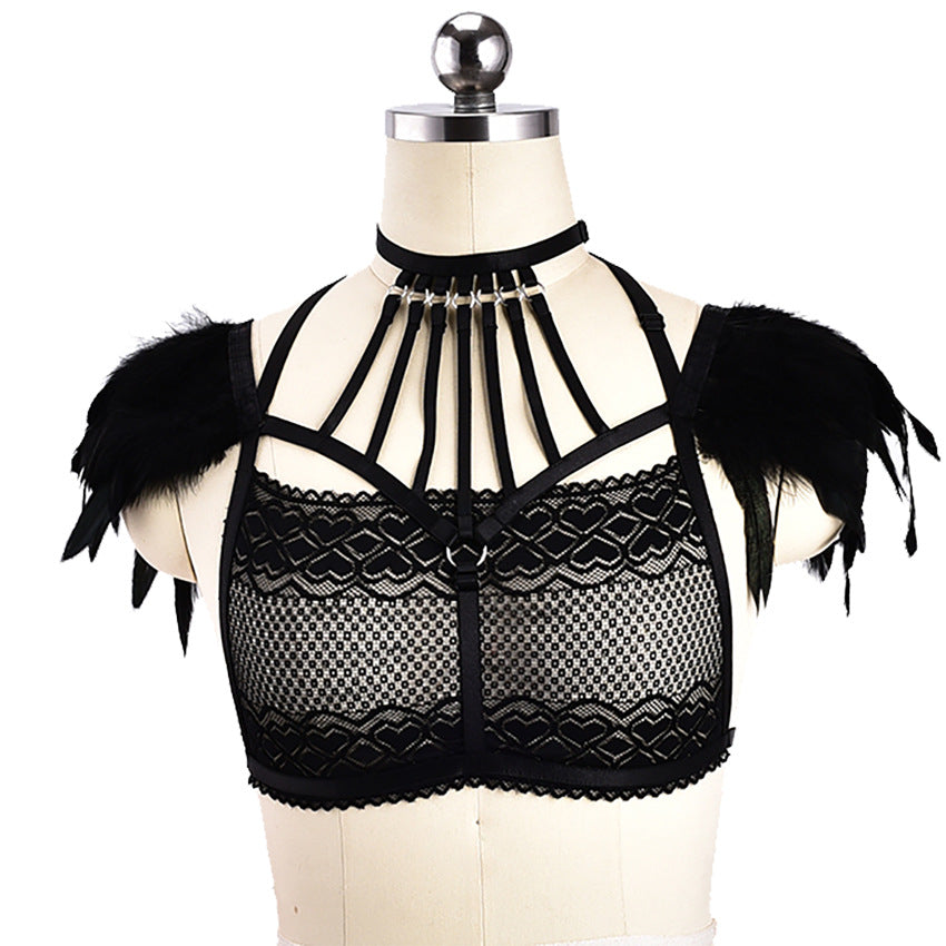 Feathered Fantasy Lace & Strap Ensemble