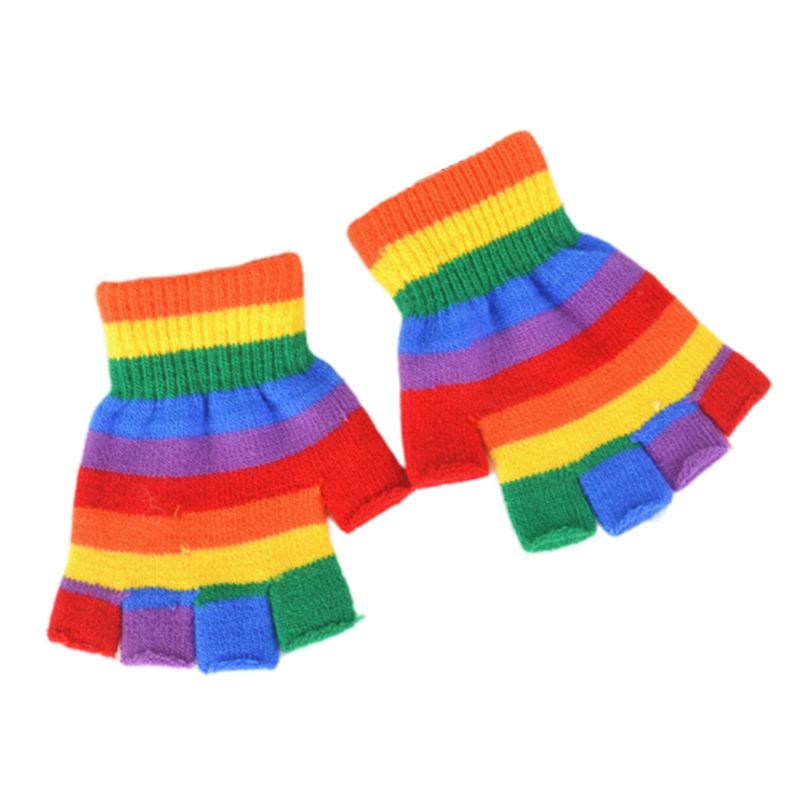Rainbow Fingerless Gloves
