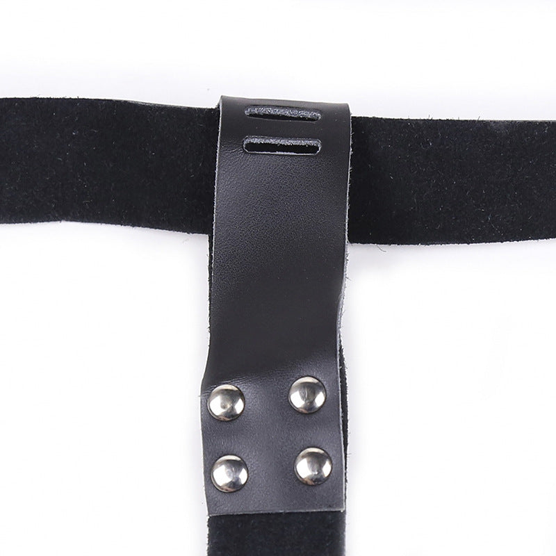 Dark Dominion Leather Chastity Cage