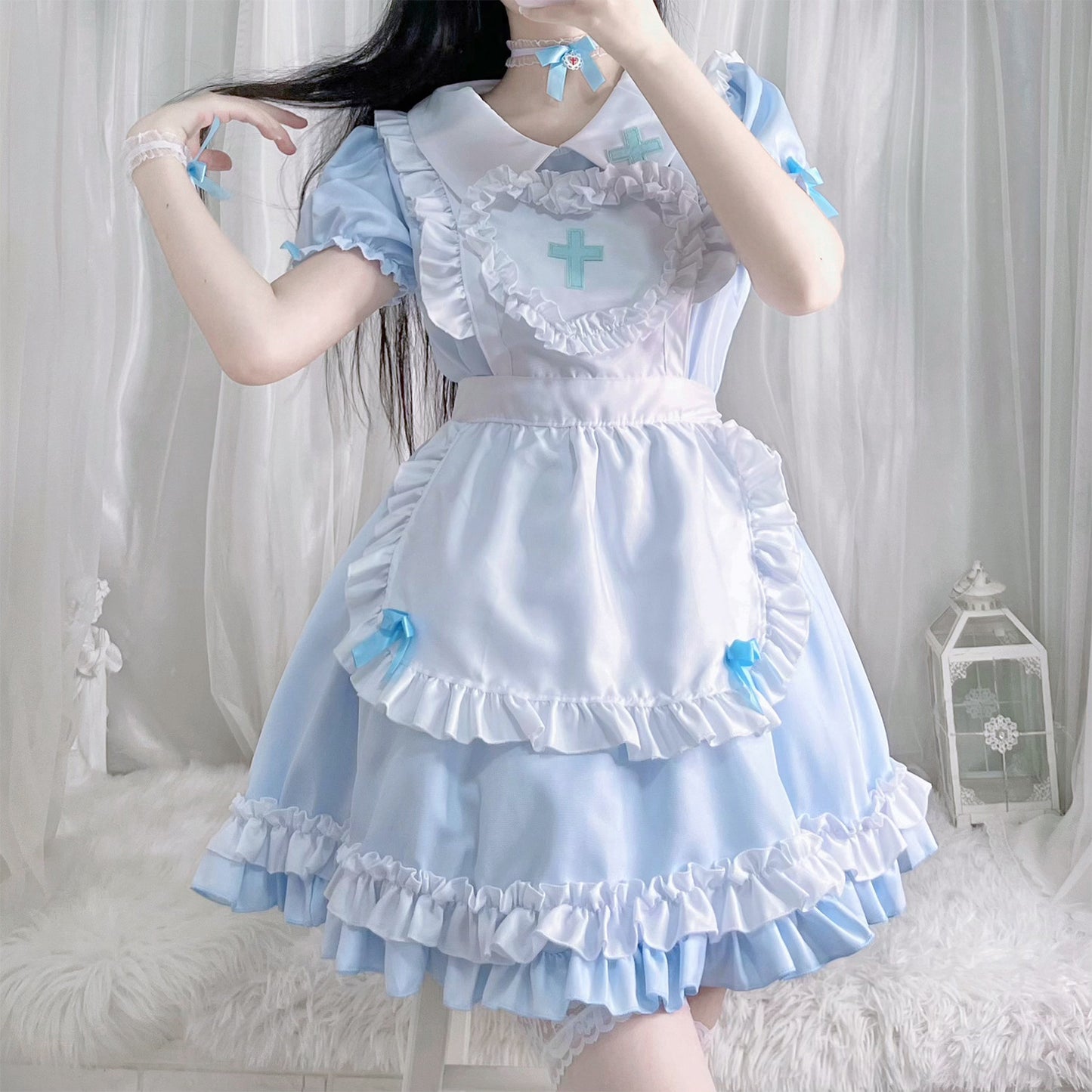 Blue and Pink Cottagecore Dress