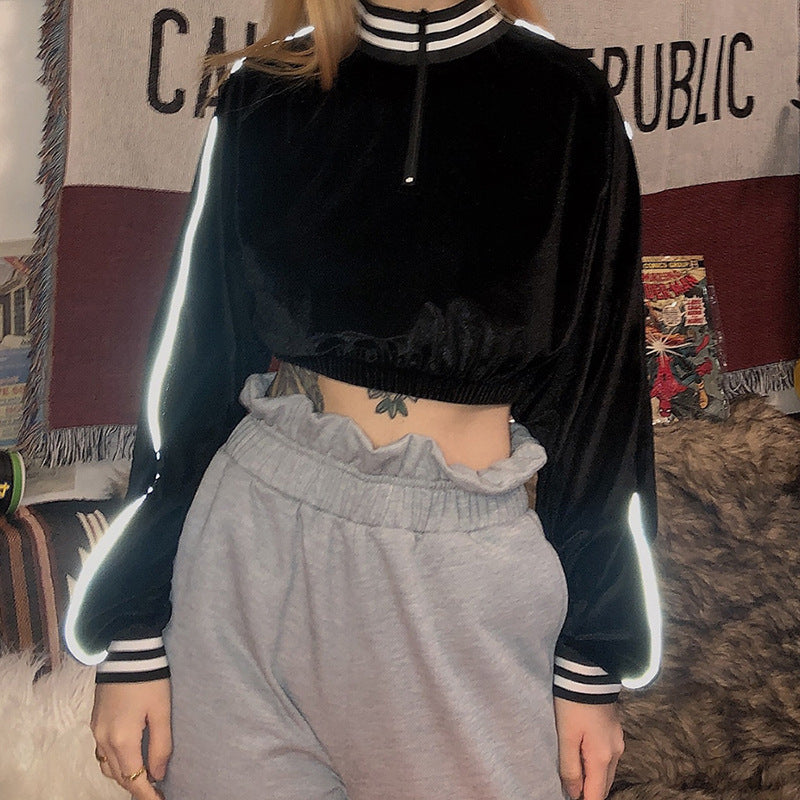 Reflective Long-Sleeve Crop Top