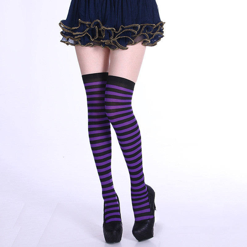 Dark Rainbow Striped Stockings Collection