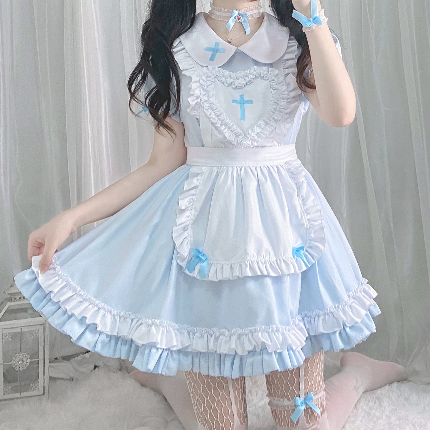 Blue and Pink Cottagecore Dress