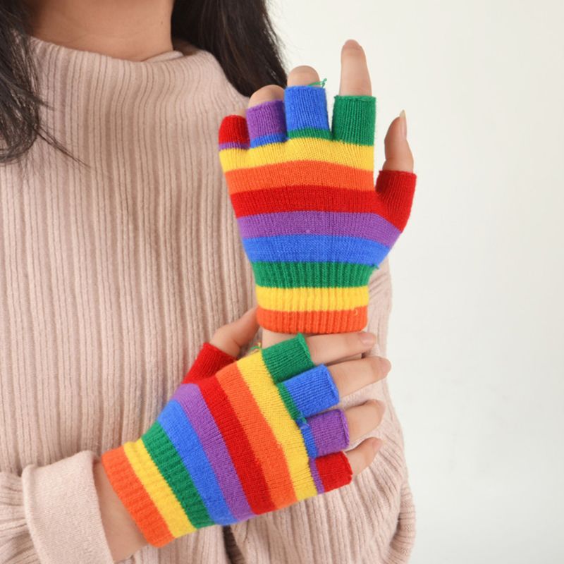 Rainbow Fingerless Gloves