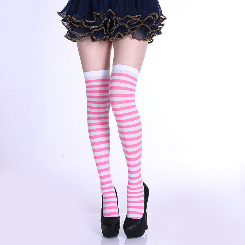 Bright Rainbow Striped Stockings Collection