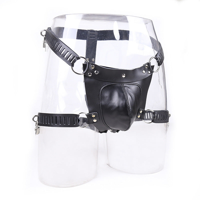 Dark Dominion Leather Chastity Cage