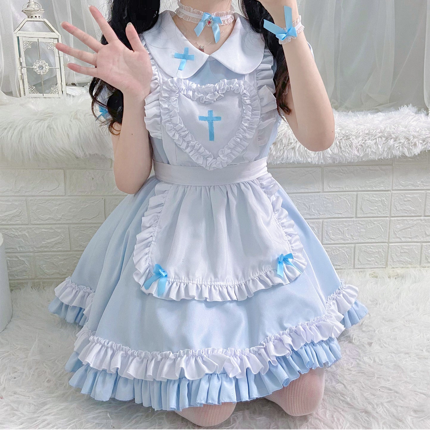 Blue and Pink Cottagecore Dress