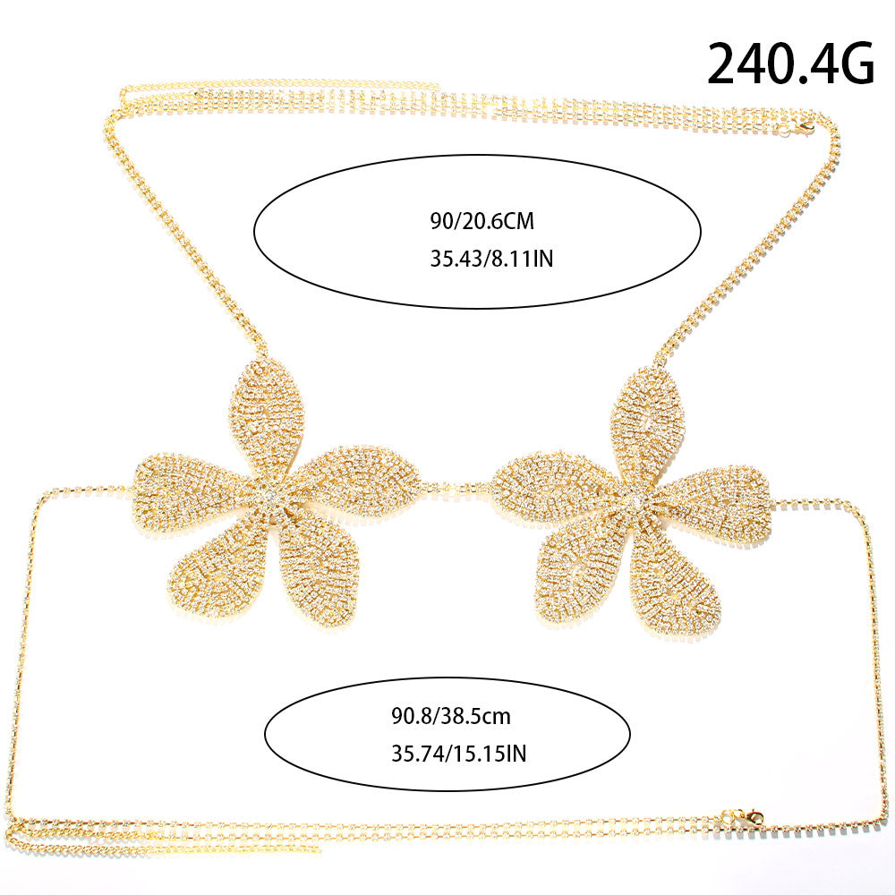 Rhinestone Flower Body Chain Bra