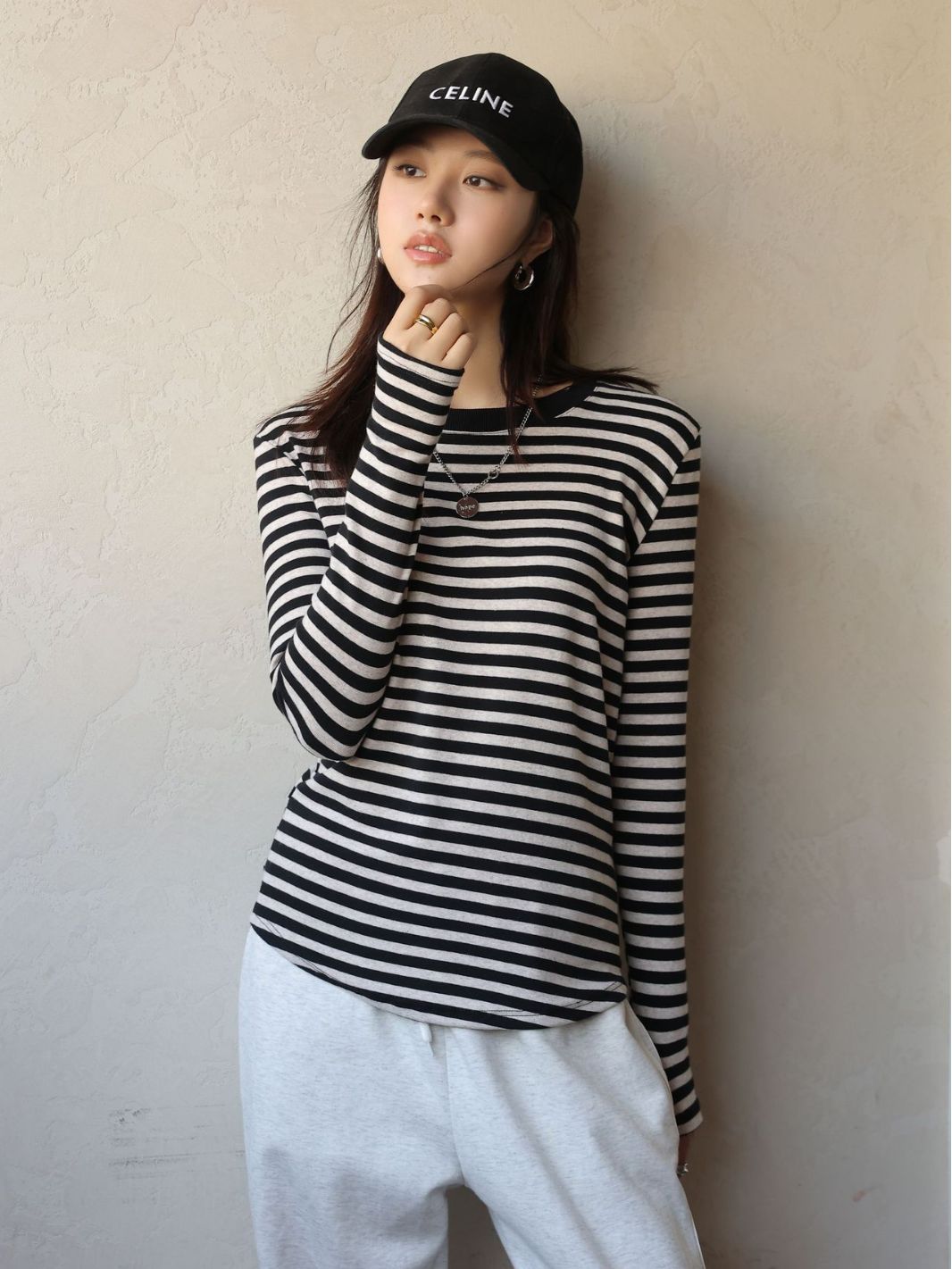 Tight Faded Striped Long Sleeve Shirt