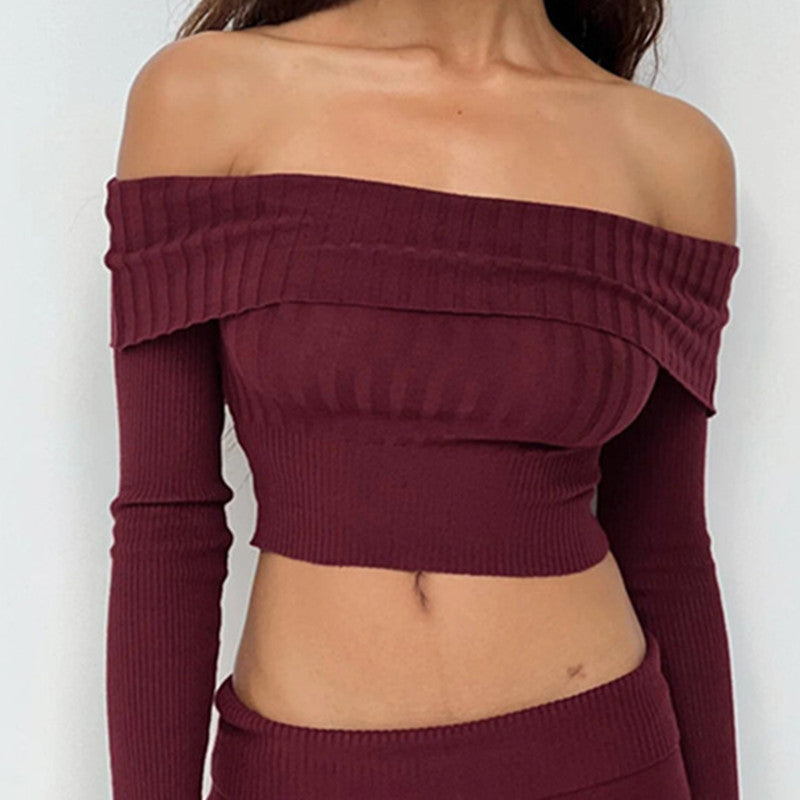 Knit Long Sleeve Crop Top