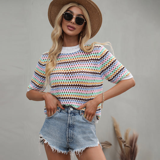 Loose Knitted Striped Sweater