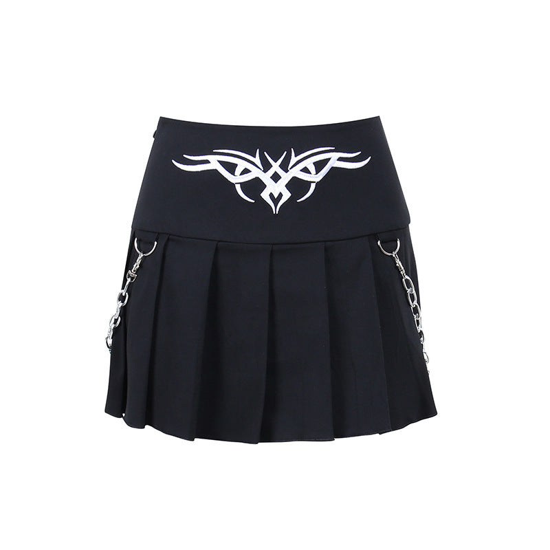 Embroidered Chain Miniskirt