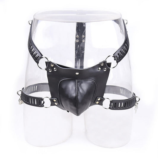 Dark Dominion Leather Chastity Cage