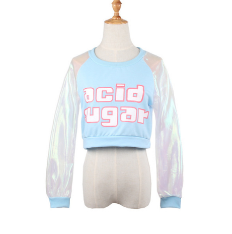 Holographic Crop Top Long-Sleeve