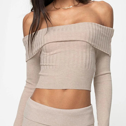 Knit Long Sleeve Crop Top