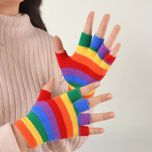 Rainbow Fingerless Gloves
