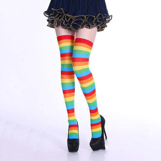 Bright Rainbow Striped Stockings Collection