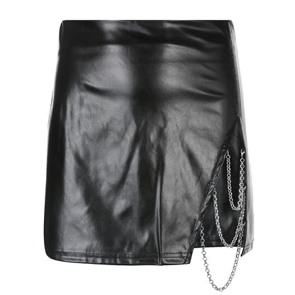 Leather High-Slit Seduction Skirt