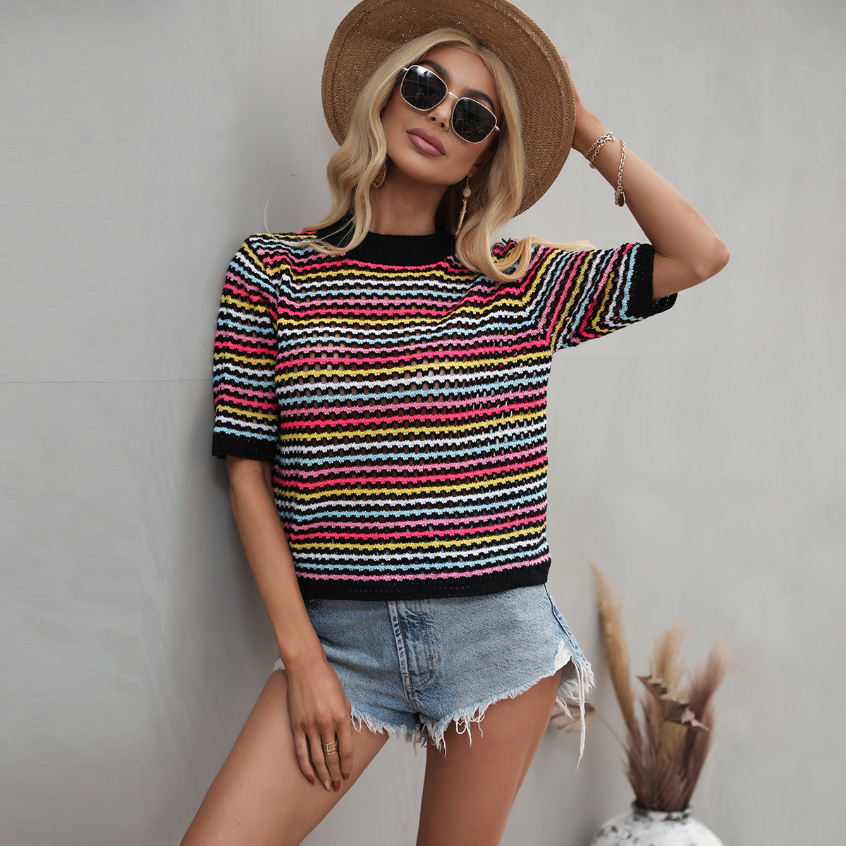 Loose Knitted Striped Sweater