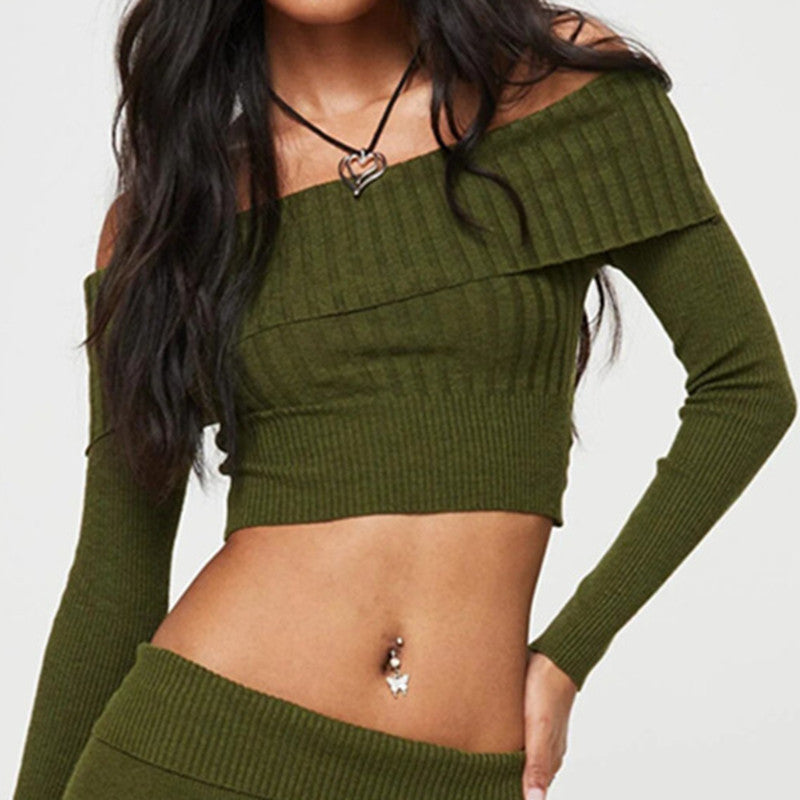 Knit Long Sleeve Crop Top