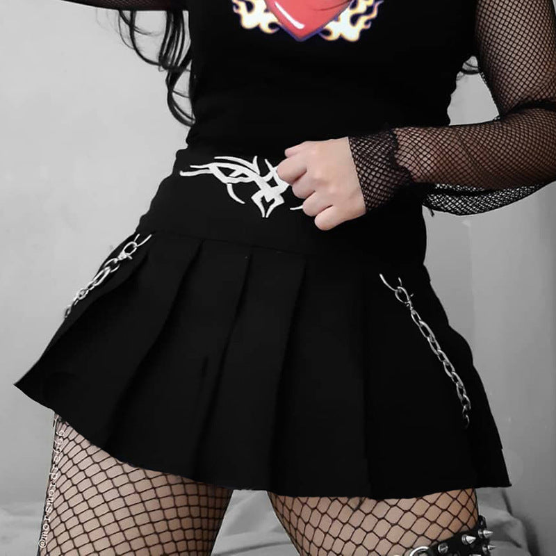 Embroidered Chain Miniskirt