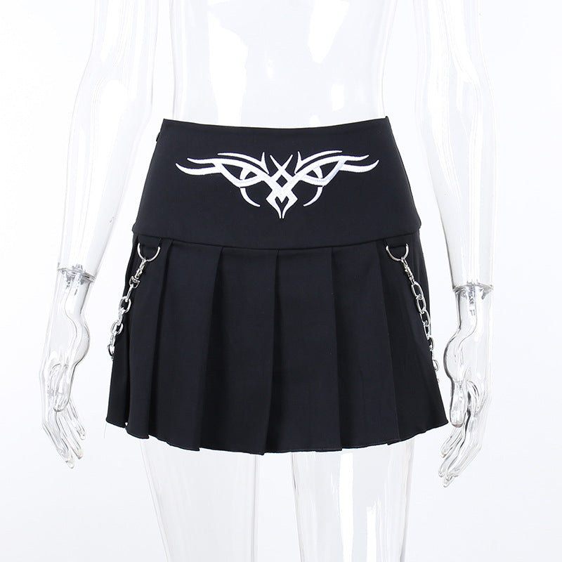 Embroidered Chain Miniskirt